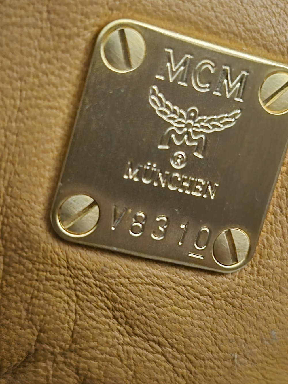 MCM Tan Leather Sneakers with Gold Logo Plate